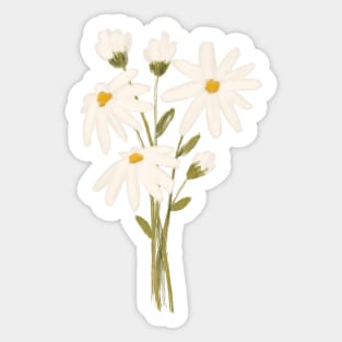 White Flower Bouquet Painting Sticker